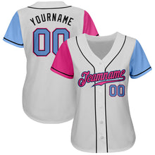 Load image into Gallery viewer, Custom White Light Blue Pink-Black Authentic Two Tone Baseball Jersey