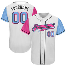 Load image into Gallery viewer, Custom White Light Blue Pink-Black Authentic Two Tone Baseball Jersey