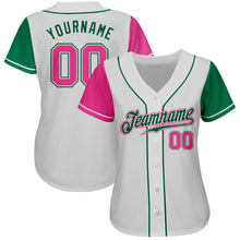 Load image into Gallery viewer, Custom White Pink-Kelly Green Authentic Two Tone Baseball Jersey
