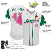 Load image into Gallery viewer, Custom White Pink-Kelly Green Authentic Two Tone Baseball Jersey