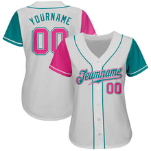 Load image into Gallery viewer, Custom White Pink-Teal Authentic Two Tone Baseball Jersey