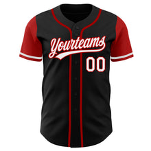 Load image into Gallery viewer, Custom Black White-Red Authentic Two Tone Baseball Jersey