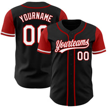 Load image into Gallery viewer, Custom Black White-Red Authentic Two Tone Baseball Jersey