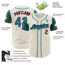 Load image into Gallery viewer, Custom Cream Teal Navy-Red Authentic Two Tone Baseball Jersey