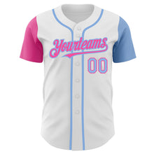 Load image into Gallery viewer, Custom White Light Blue-Pink Authentic Two Tone Baseball Jersey