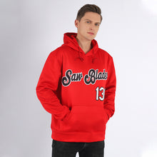 Load image into Gallery viewer, Custom Stitched Red Black-White Sports Pullover Sweatshirt Hoodie