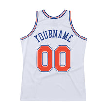Load image into Gallery viewer, Custom White Orange-Royal Authentic Throwback Basketball Jersey