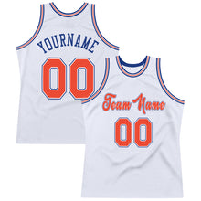 Load image into Gallery viewer, Custom White Orange-Royal Authentic Throwback Basketball Jersey