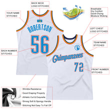 Load image into Gallery viewer, Custom White Blue-Orange Authentic Throwback Basketball Jersey