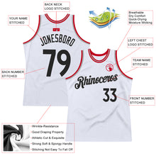 Load image into Gallery viewer, Custom White Black-Red Authentic Throwback Basketball Jersey
