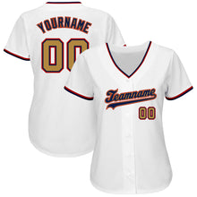 Load image into Gallery viewer, Custom White Old Gold-Navy Authentic Baseball Jersey