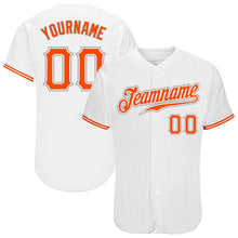 Load image into Gallery viewer, Custom White Orange-Gray Authentic Baseball Jersey