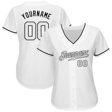 Load image into Gallery viewer, Custom White White-Black Authentic Baseball Jersey