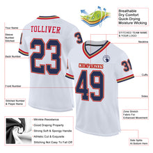 Load image into Gallery viewer, Custom White Navy-Red Mesh Authentic Throwback Football Jersey