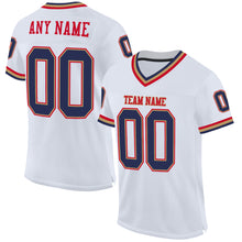 Load image into Gallery viewer, Custom White Navy-Red Mesh Authentic Throwback Football Jersey