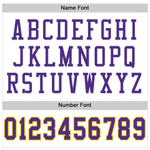 Load image into Gallery viewer, Custom White Purple-Gold Mesh Authentic Throwback Football Jersey