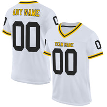 Load image into Gallery viewer, Custom White Black-Gold Mesh Authentic Throwback Football Jersey