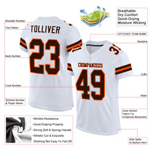 Load image into Gallery viewer, Custom White Brown-Orange Mesh Authentic Football Jersey