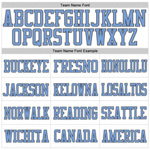 Load image into Gallery viewer, Custom White Light Blue-Steel Gray Mesh Authentic Football Jersey