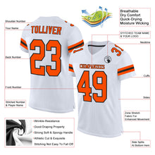 Load image into Gallery viewer, Custom White Orange-Black Mesh Authentic Football Jersey