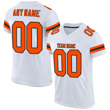 Load image into Gallery viewer, Custom White Orange-Black Mesh Authentic Football Jersey