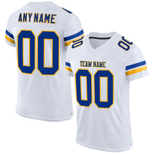 Load image into Gallery viewer, Custom White Royal-Gold Mesh Authentic Football Jersey