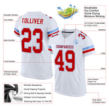Load image into Gallery viewer, Custom White Red-Light Blue Mesh Authentic Football Jersey