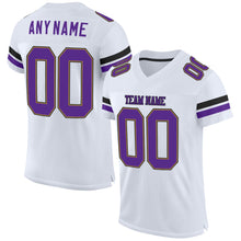 Load image into Gallery viewer, Custom White Purple-Old Gold Mesh Authentic Football Jersey
