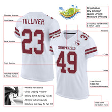 Load image into Gallery viewer, Custom White Burgundy-Gray Mesh Authentic Football Jersey