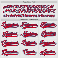 Load image into Gallery viewer, Custom White Red-Navy Hockey Jersey