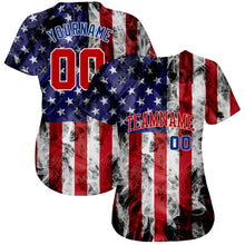Load image into Gallery viewer, Custom White Red-Royal 3D American Flag Fashion Authentic Baseball Jersey