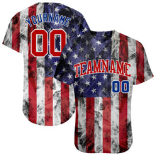 Load image into Gallery viewer, Custom White Red-Royal 3D American Flag Fashion Authentic Baseball Jersey