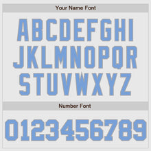 Load image into Gallery viewer, Custom White Navy Pinstripe Light Blue-Gray Authentic Baseball Jersey