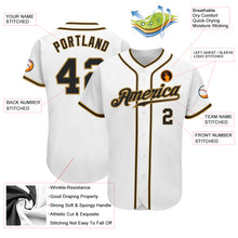 Load image into Gallery viewer, Custom White Black-Old Gold Authentic Baseball Jersey