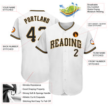 Load image into Gallery viewer, Custom White Black-Old Gold Authentic Baseball Jersey