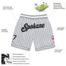 Load image into Gallery viewer, Custom White Black Pinstripe Black-Gray Authentic Basketball Shorts