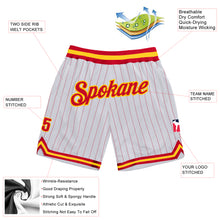 Load image into Gallery viewer, Custom White Red Pinstripe Red-Gold Authentic Basketball Shorts