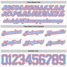 Load image into Gallery viewer, Custom White Light Blue Pinstripe Light Blue-Red Authentic Basketball Shorts