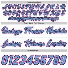 Load image into Gallery viewer, Custom White Light Blue Pinstripe Light Blue-Pink Authentic Basketball Shorts