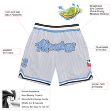 Load image into Gallery viewer, Custom White Light Blue Pinstripe Light Blue-Black Authentic Basketball Shorts
