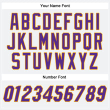 Load image into Gallery viewer, Custom White Purple-Gold Authentic Baseball Jersey