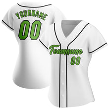 Load image into Gallery viewer, Custom White Neon Green-Black Authentic Baseball Jersey