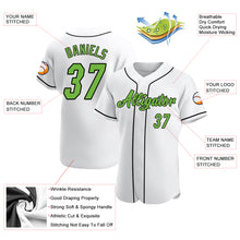 Load image into Gallery viewer, Custom White Neon Green-Black Authentic Baseball Jersey