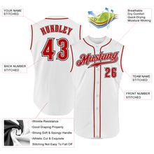 Load image into Gallery viewer, Custom White Red-Black Authentic Sleeveless Baseball Jersey