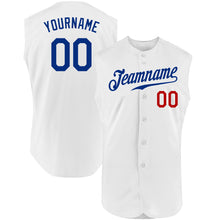 Load image into Gallery viewer, Custom White Royal-Red Authentic Sleeveless Baseball Jersey