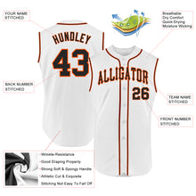 Load image into Gallery viewer, Custom White Black-Orange Authentic Sleeveless Baseball Jersey