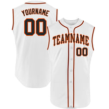 Load image into Gallery viewer, Custom White Black-Orange Authentic Sleeveless Baseball Jersey