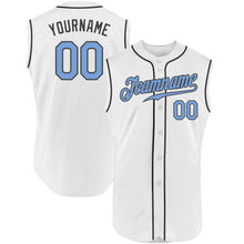 Load image into Gallery viewer, Custom White Light Blue-Steel Gray Authentic Sleeveless Baseball Jersey