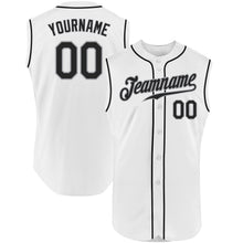 Load image into Gallery viewer, Custom White Black-Gray Authentic Sleeveless Baseball Jersey