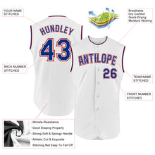 Load image into Gallery viewer, Custom White Royal-Red Authentic Sleeveless Baseball Jersey